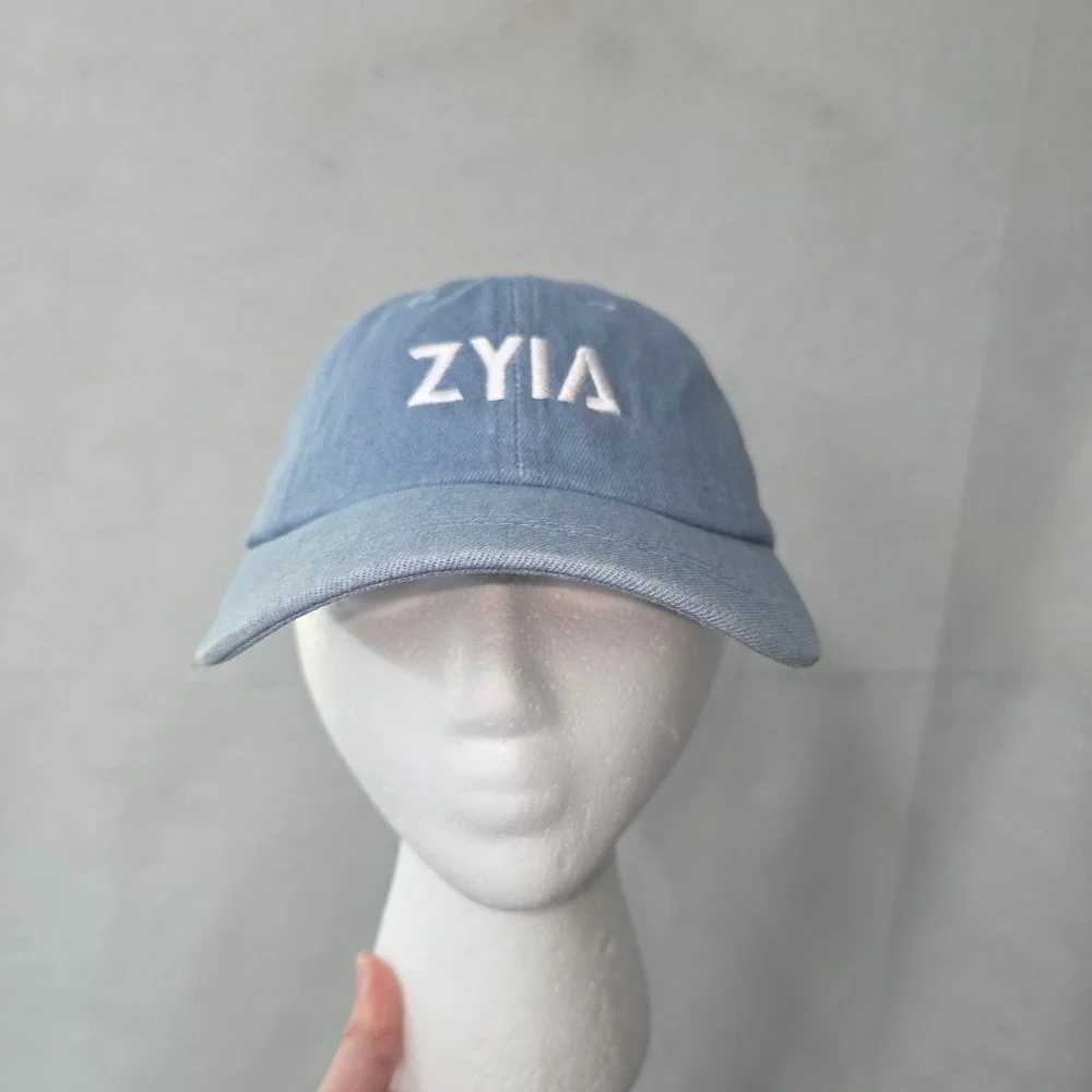 Zyia Active Baseball Cap Womens Light Blue Denim Embroidered Dad Hat Adjustable